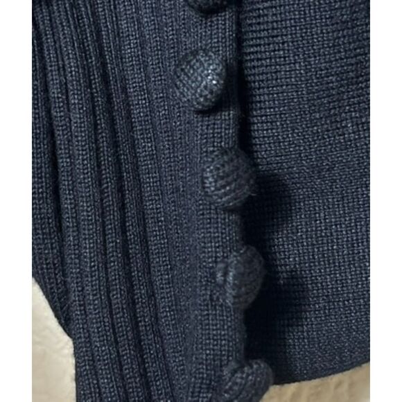 Thinkable Black Sweater Puff Sleeve Bodysuit Large Rusched Whimsigoth Cozy - Picture 5 of 7